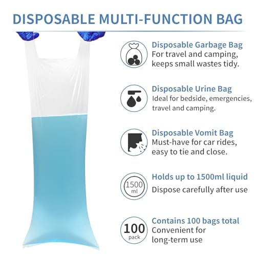 100 Pcs PE Disposable Bags, Multi-Purpose Cleaning Bags for Home, Travel &