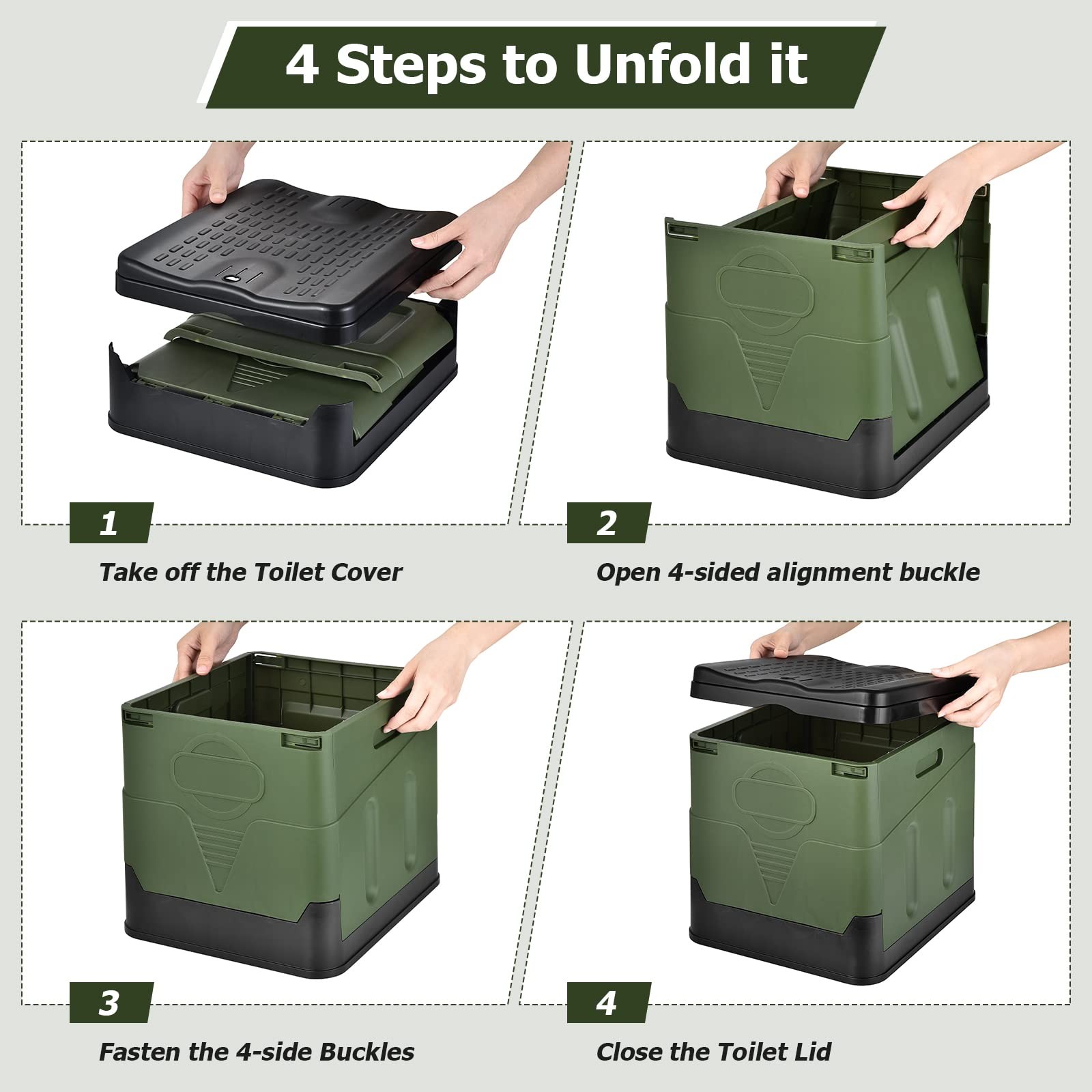 Portable Foldable Camping Toilet for Adult, Large Travel Porta Potty for Men&…