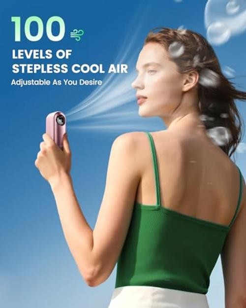 Portable Handheld Turbo Fan, 4000mAh Rechargeable Personal Mini Fan, 1 Pink