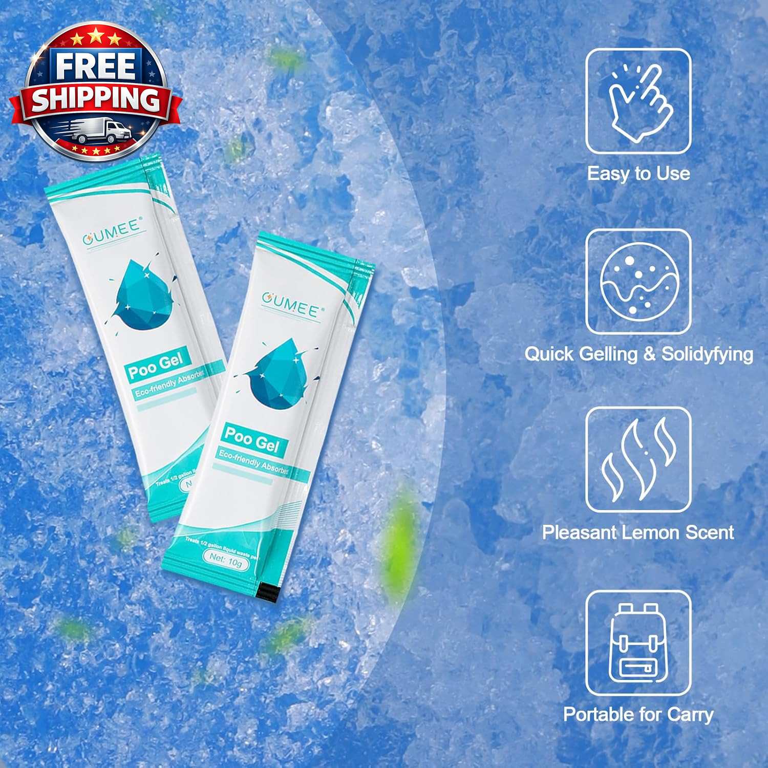 30 PACK Poo Gel for Portable Toilet, Camping Toilet Powder for Potty Bags