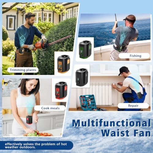Portable Fan,120-Speed Adjustable Waist Clip Fan Turbo Cooling, Orange