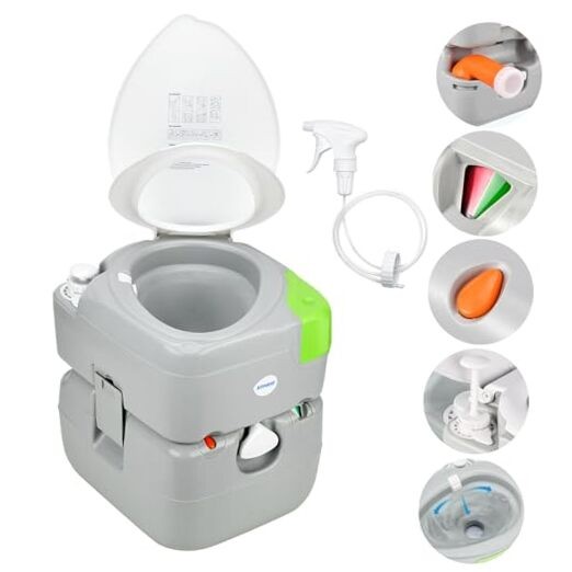 5.8 Gal Camping Toilet: Portable Toilet for Adults 5.8 Gal-Extended Diagonal