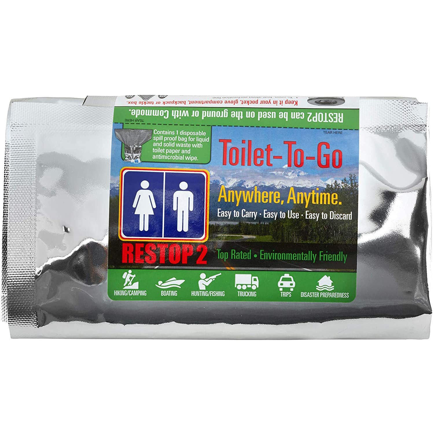 RESTOP 2 Portable Toilet Waste Bags with Deodorizing Enzymes for Camping Travel