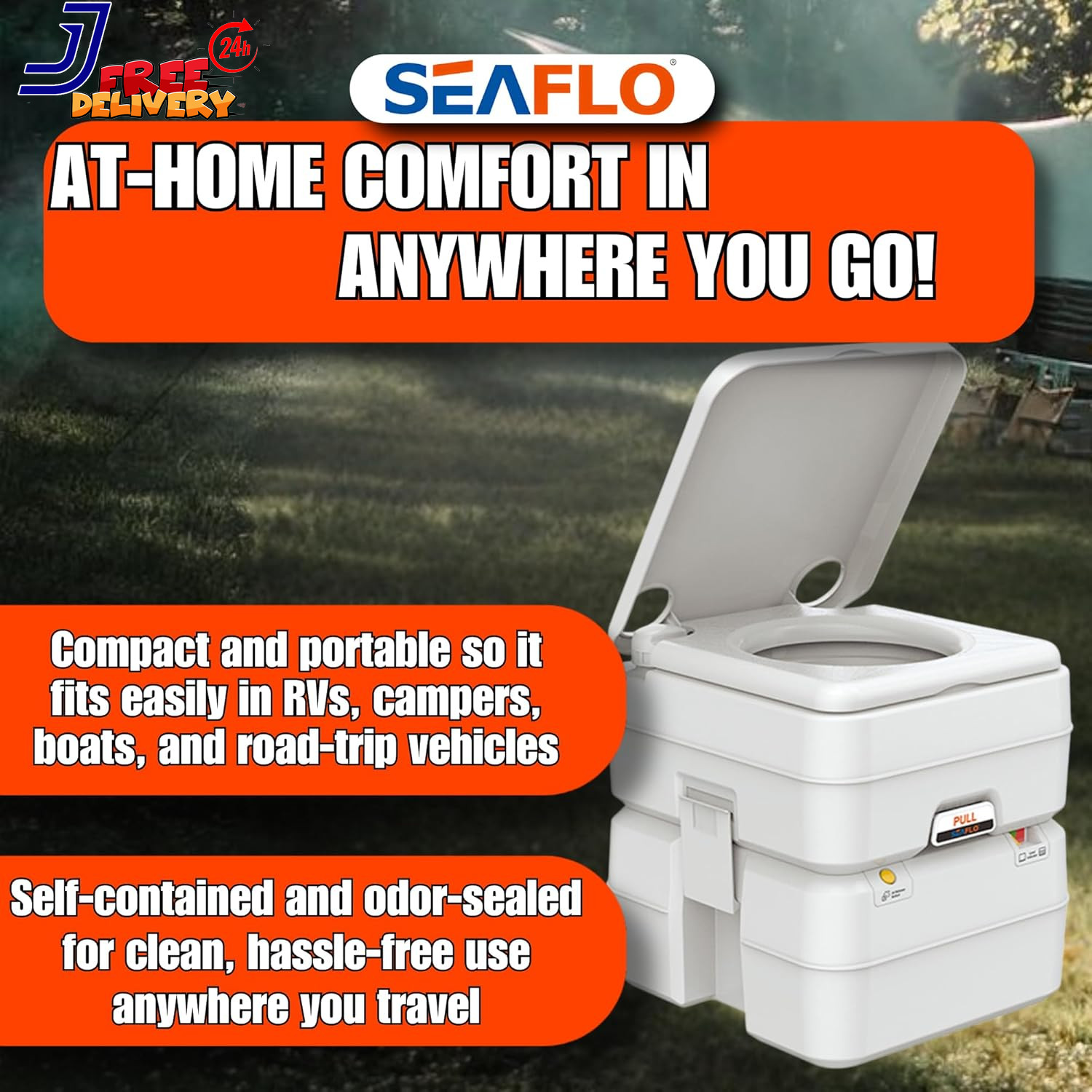 5.3 Gallon Portable Toilet for RV, Boat & Camping Multifunctional Convenience