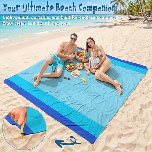 Beach Blanket Waterproof Sandproof 78”X81”/10’X9′ Oversized Mat | 100%