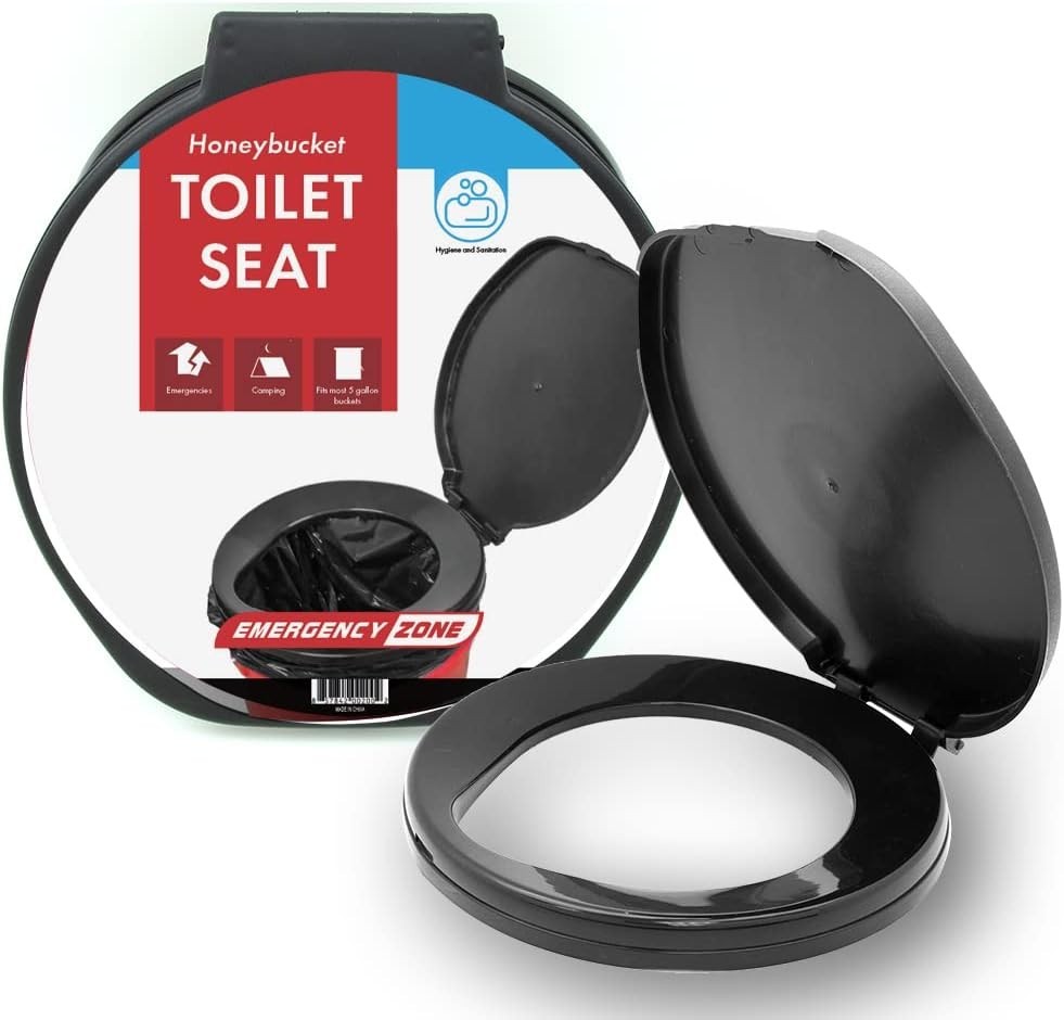 PORTABLE HONEY BUCKET TOILET Emergency Seat Cover Outdoor Camping Travel Black