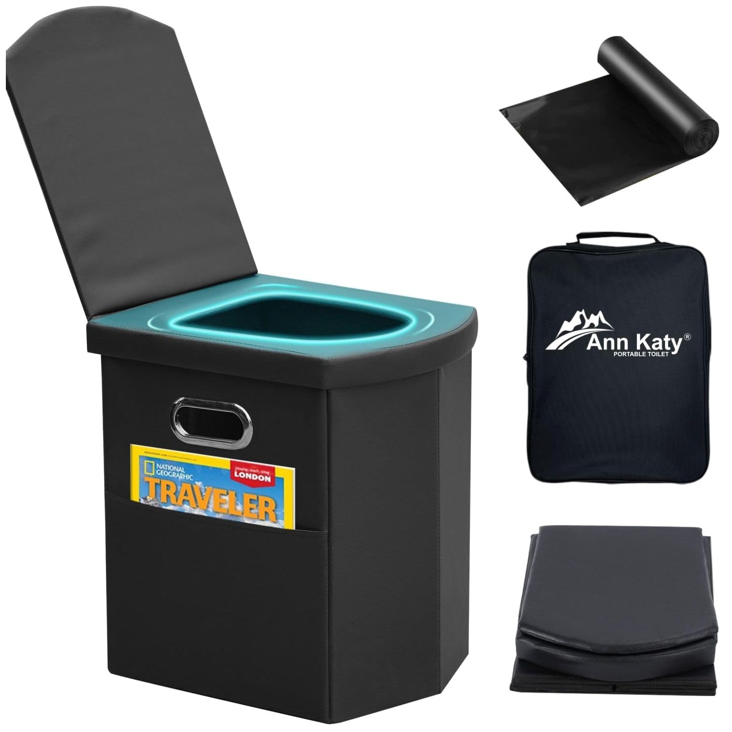 Folding Tall Toilet for Adults – Waterproof Bag Included