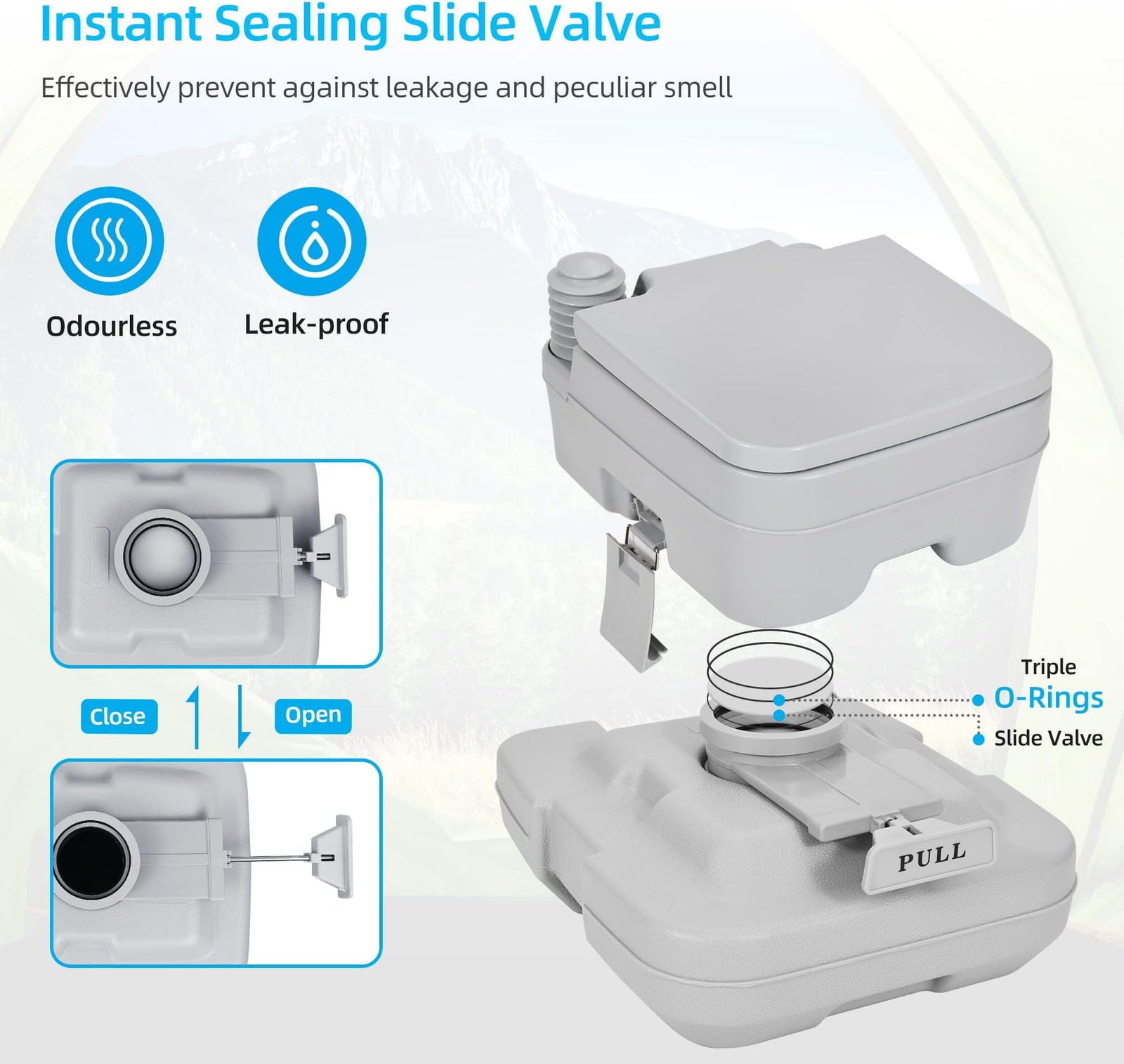 YITAHOME Portable Toilet 2.6 Gallon Camping RV Potty, Double Water Outlet, Pr…