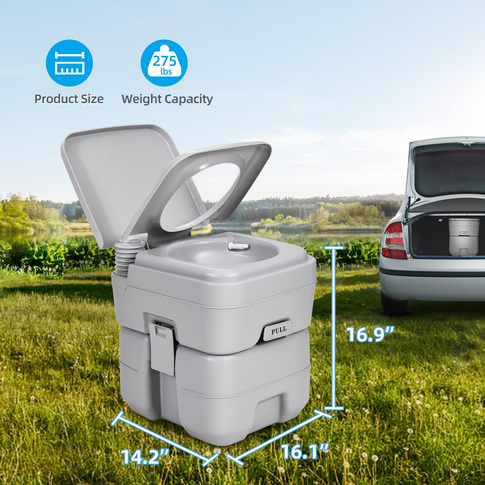 Yitahome Portable Toilet Travel Rv Potty 5.3 Gallon Detachable Waste Tank For