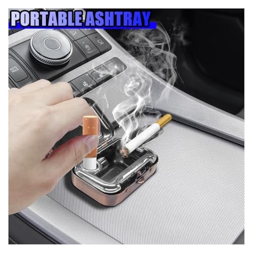 Mini Portable Ashtray – Carry-on Metal Windproof Pocket Car Ash Tray Bronze