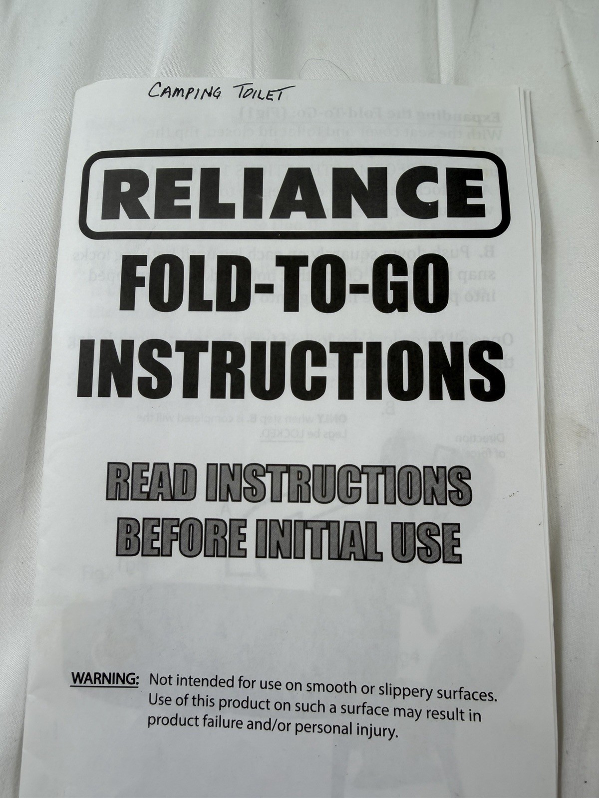 Folding Portable Toilet Reliance Collapsible Camping,Hiking,Road Trips GOTTAGO-A