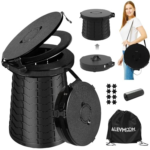 XXL Portable Toilet – 19.7″ H Taller Wider Collapsible 15″x15″x19.7″ Black
