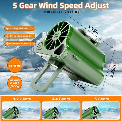 Portable Waist Fan Clip on Wearable Belt Personal Fans, Mini Personal Green