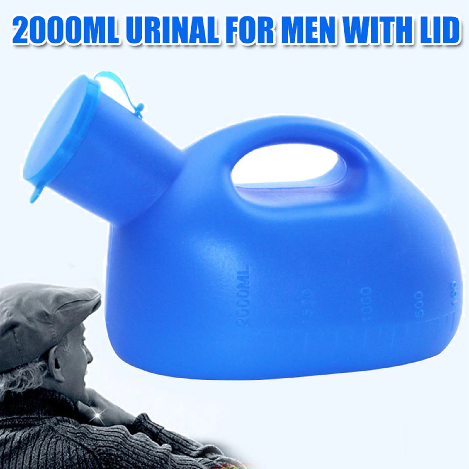 2000Ml Thick Male Urinal with Lid Outdoor Survival Tools Portable Pee Bottle for