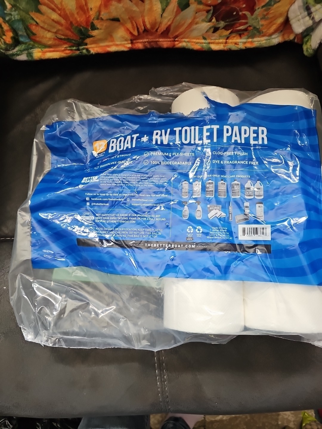 Boat and RV Toilet Paper, Septic Safe Quick Dissolving Tissue, 12 Single Rolls,