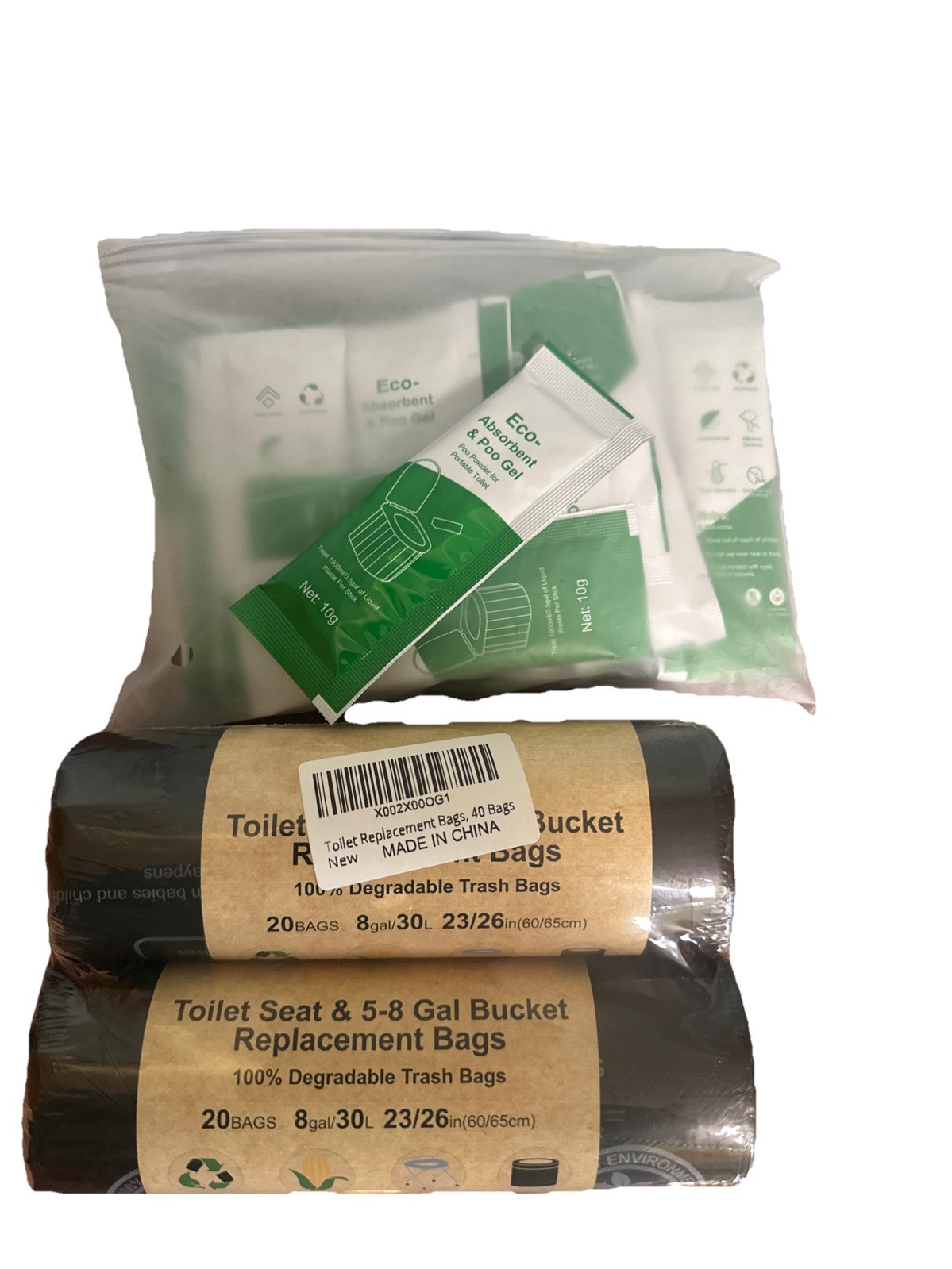 40 Camping Toilet Bags With 25 Eco Absorbent Gel Set Toilet Powder