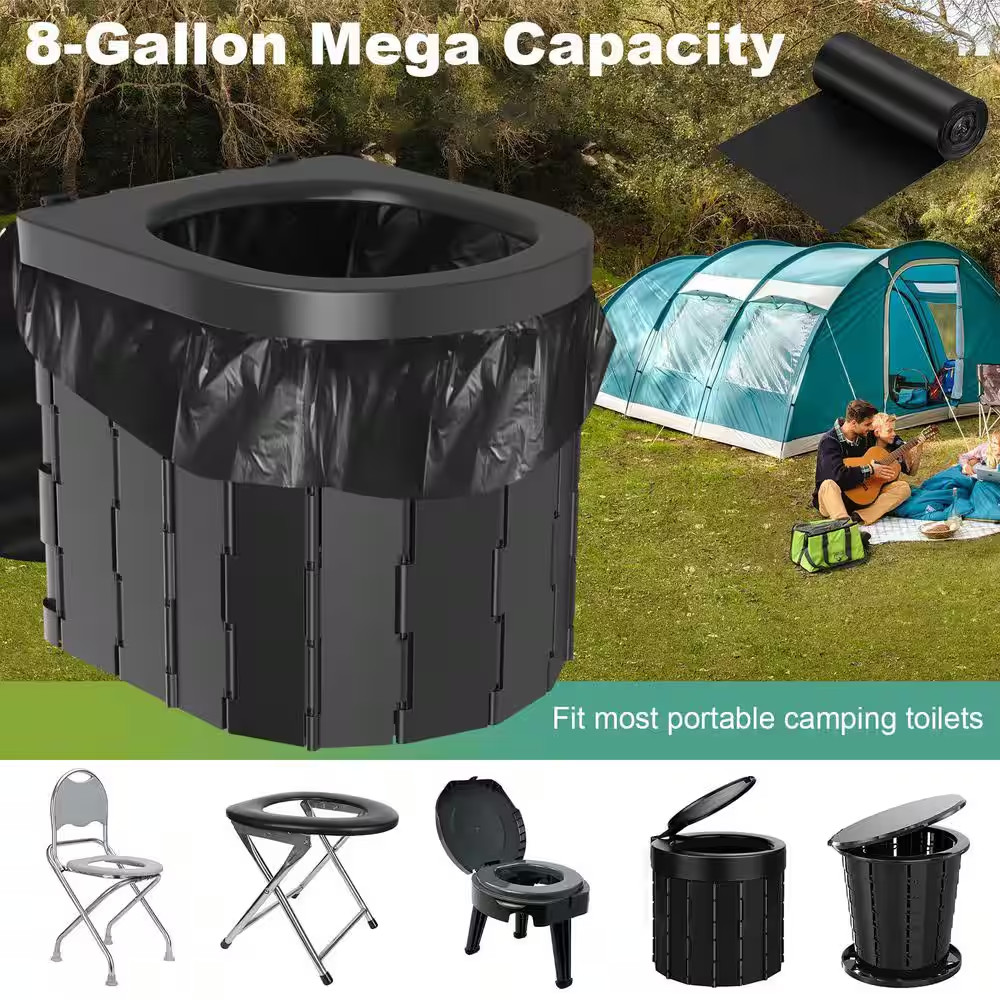100-Count Biodegradable Portable Toilet Bags for Camping, 8 Gal. Thickened Waste