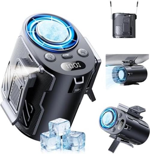 Portable Waist Fan with Ice Cooling, 4-in-1 Clip-On Fan for