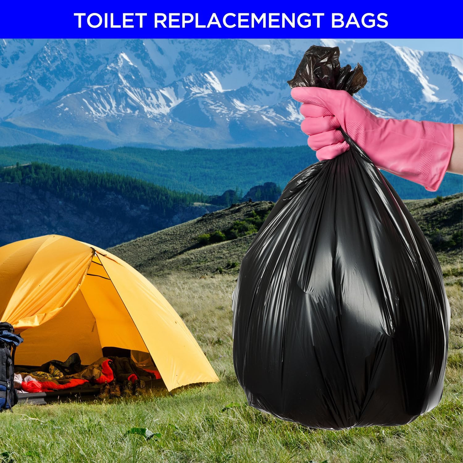 80 PCS Biodegradable Camping Toilet Bags, 22L Capacity, Portable Toilet Bags Fo