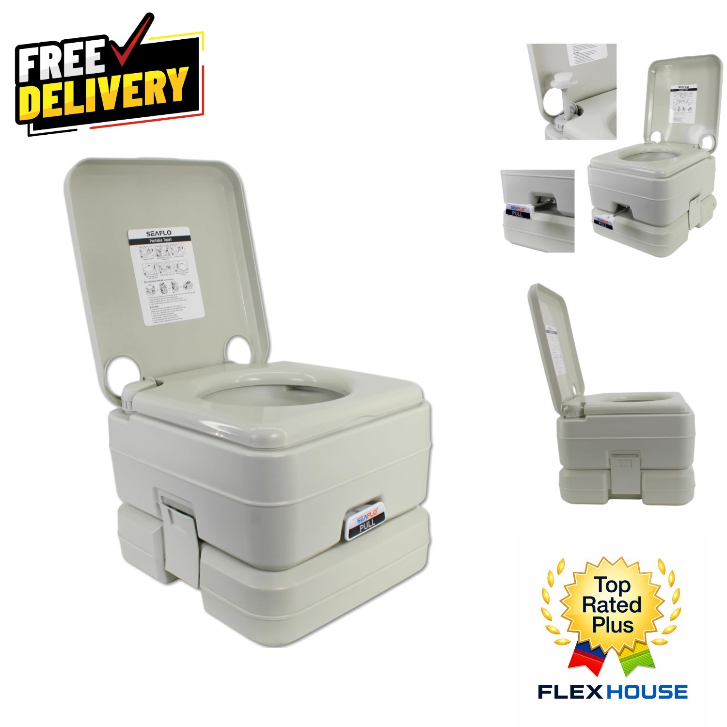 Versatile Off-Grid Outdoor Toilet – 3.43 Gallon Fresh Tank, 440 lbs Capacity