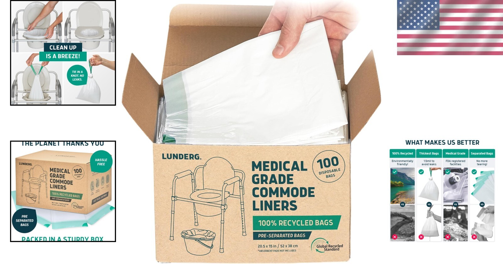 100 Pack Medical-Grade Portable Toilet Bags – Eco-Friendly, Leak-Proof Design