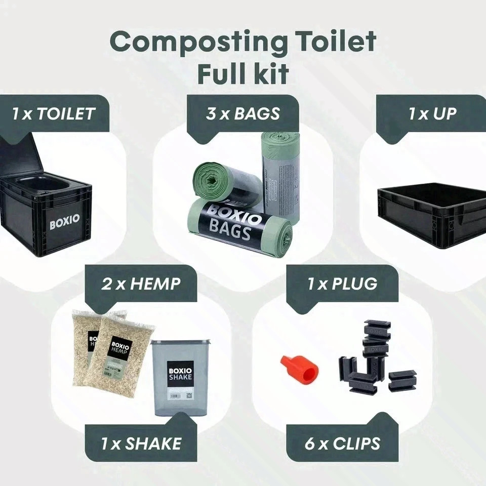 BOXIO TOILET MAX+ Portable Camping Toilet Kit – Complete Starter Set FS USA