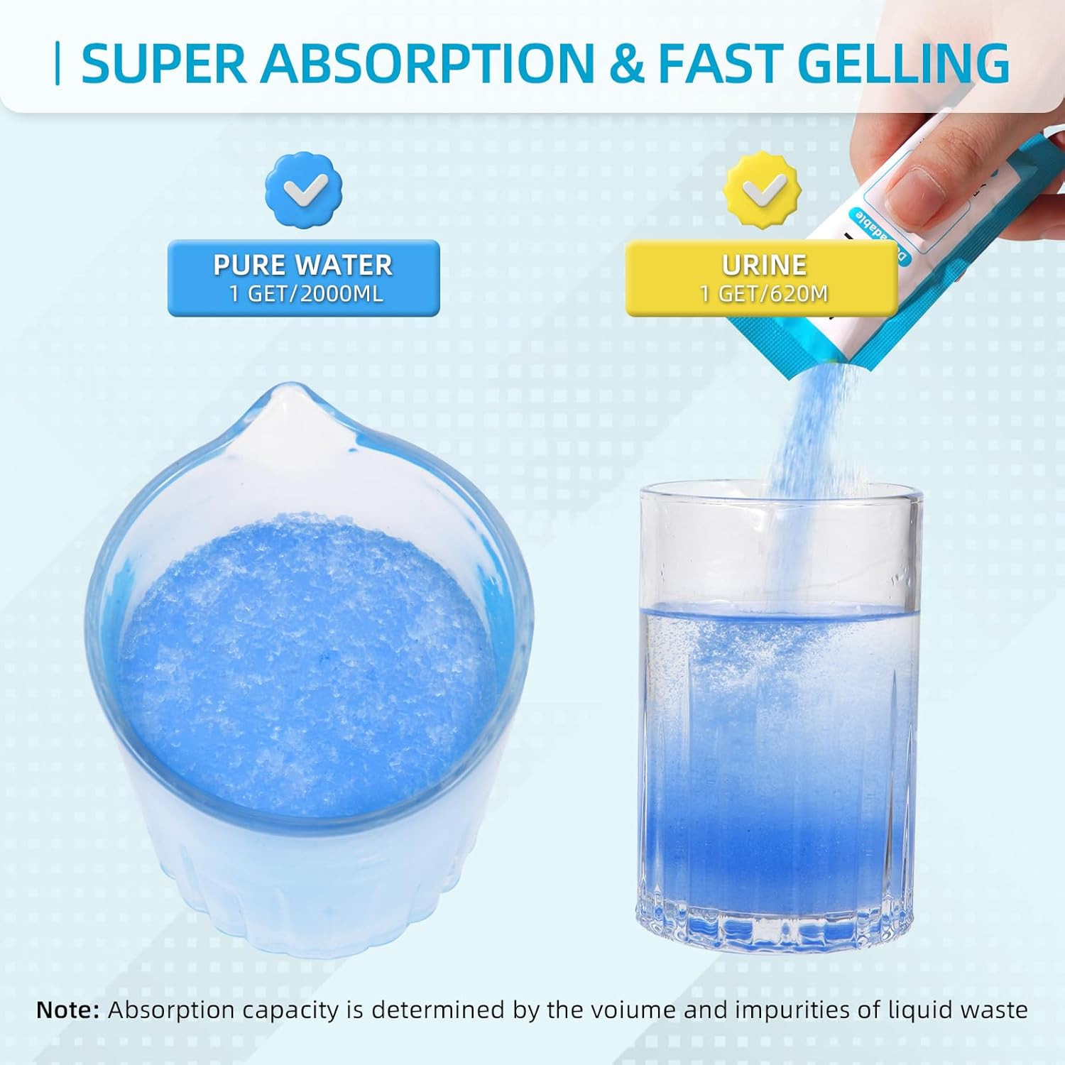 Portable Toilet Absorbent Gel Powder, 25 Pack Poo Gel for Camping Toilet Solid