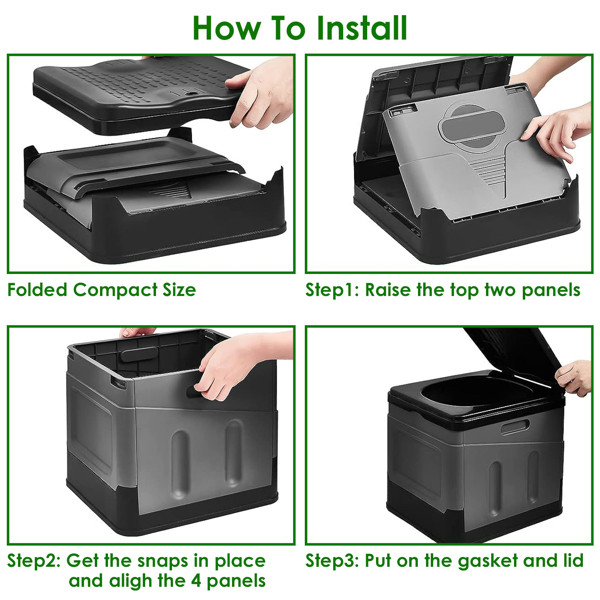 Portable Foldable Camping Toilet with Lid Carry Bag For Outdoor Travel Car