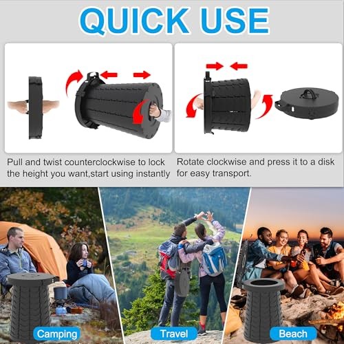 XXL Portable Toilet – 19.7″ H Taller Wider Collapsible 15″x15″x19.7″ Black
