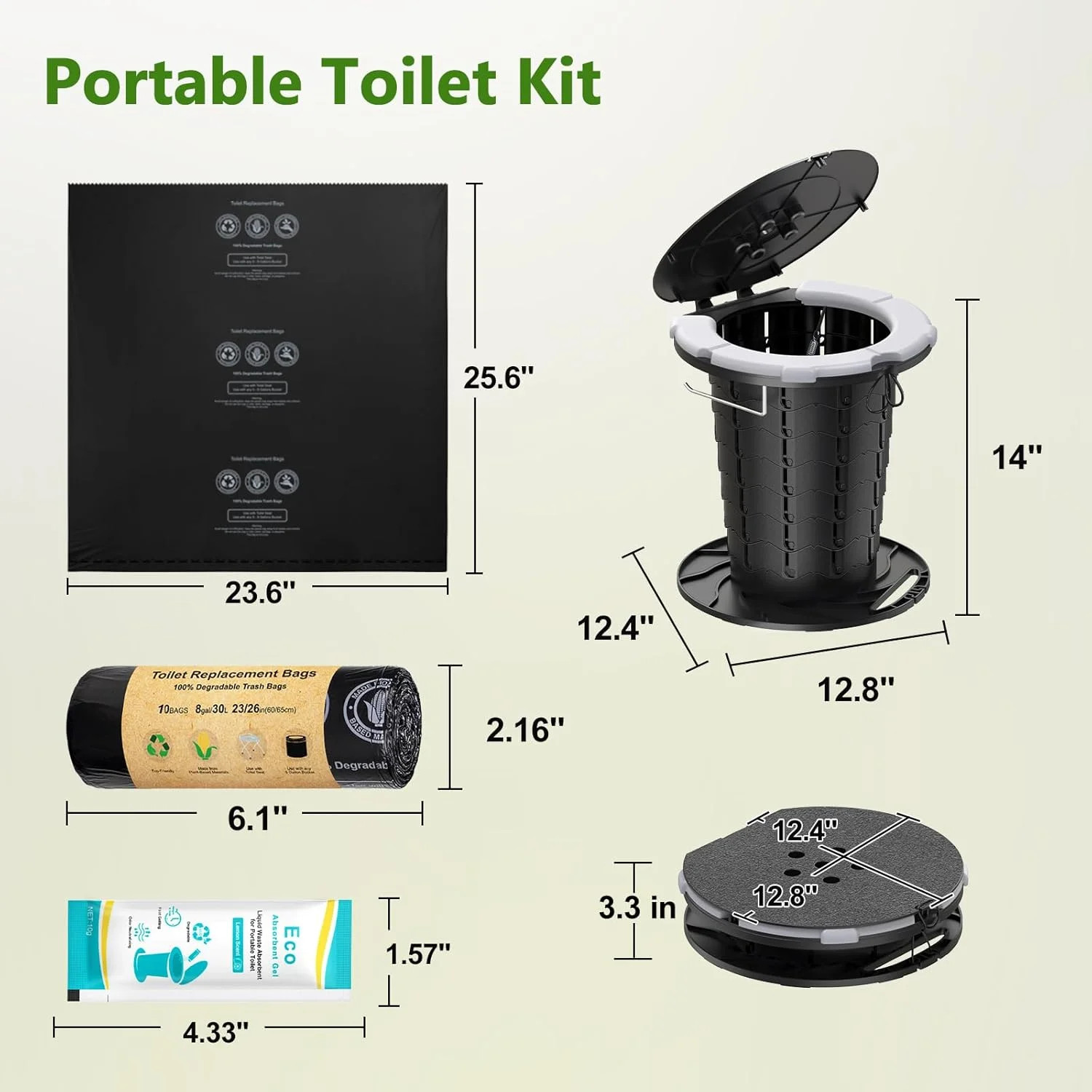BLIKA Upgraded Retractable Portable Toilet with Soft Cushioned Seat, 350LBS Fold