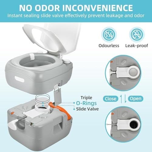 YITAMOTOR Portable Toilet 5.8 Gallon, Camping Porta Potty, RV Toilet with Han…