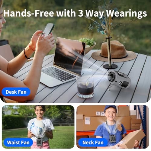 Socool Portable Waist Fan Clip on Wearable Belt Rechargeable 5000mAh Gray