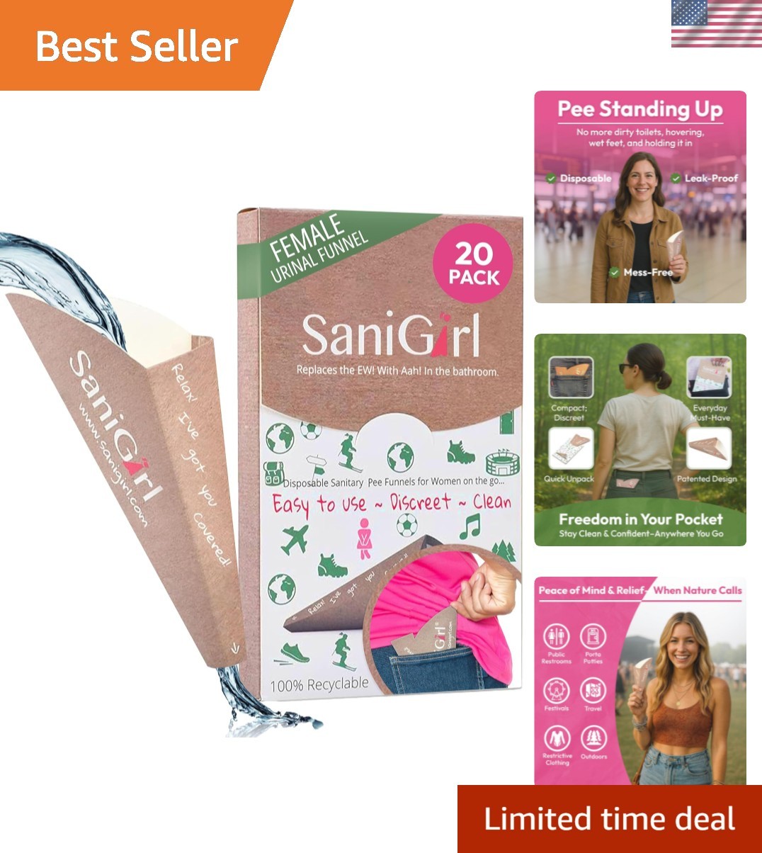 Pee Funnel for Women – Female Urinals for Women – Disposable Recyclable, Wome…