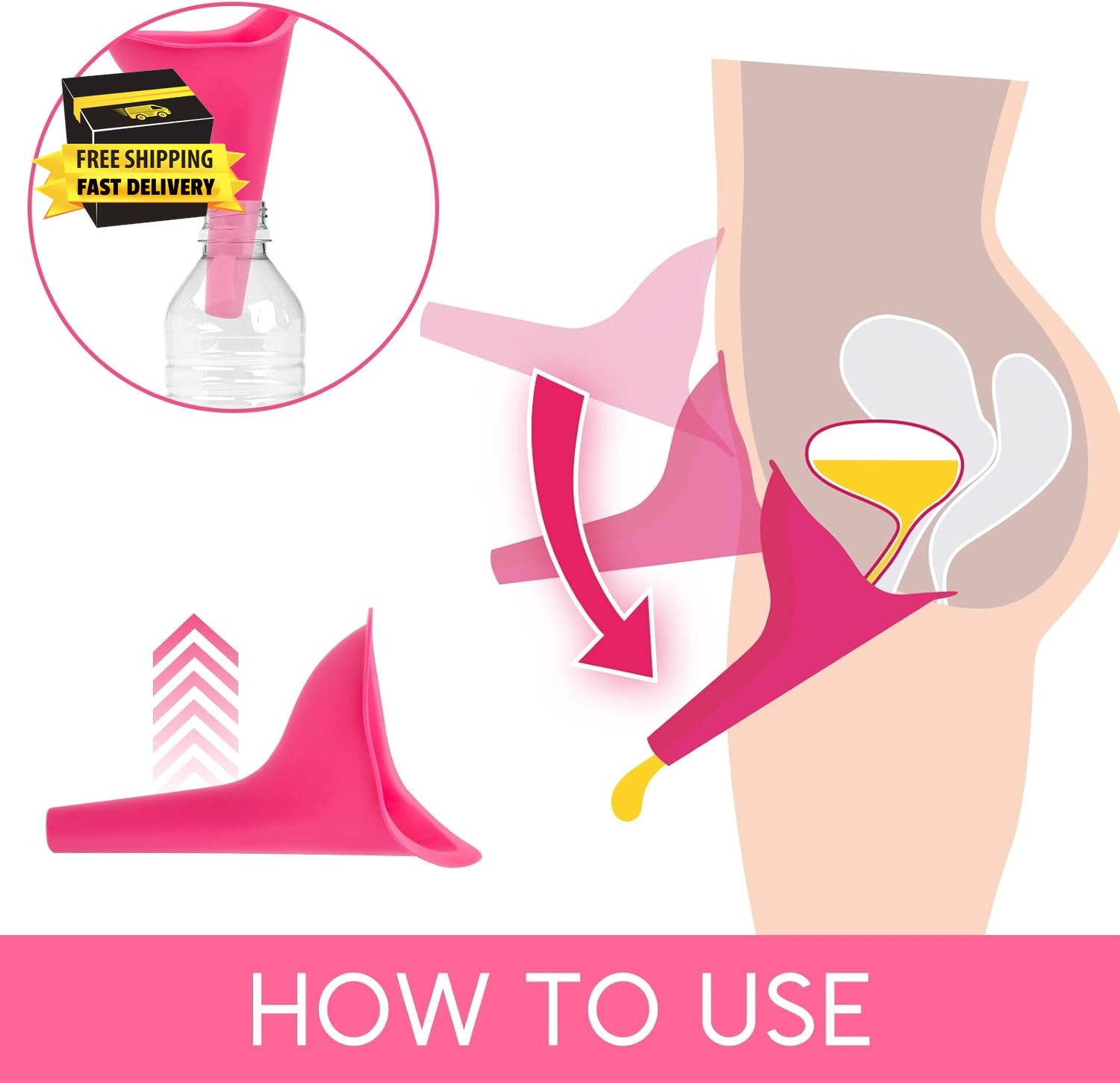 Female Urinal for Women, 4PCS Portable Urination Device Pee Funnel for Travel Ca