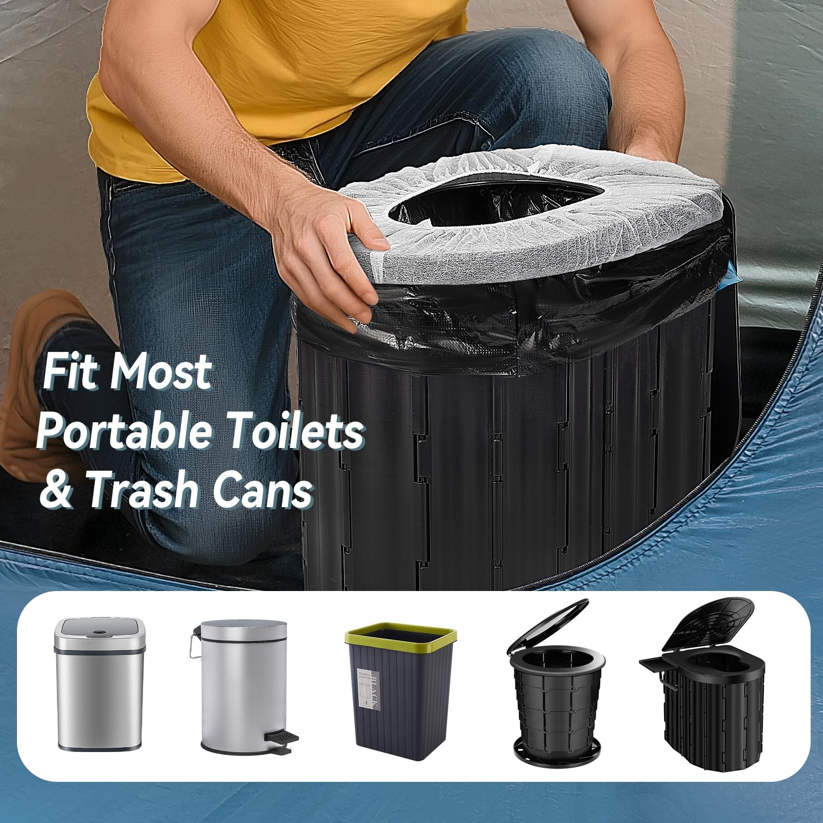Portable Toilet Bags 25 Count 8 Gallon Drawstring 2 Mil Thick – 22-30 LB Load