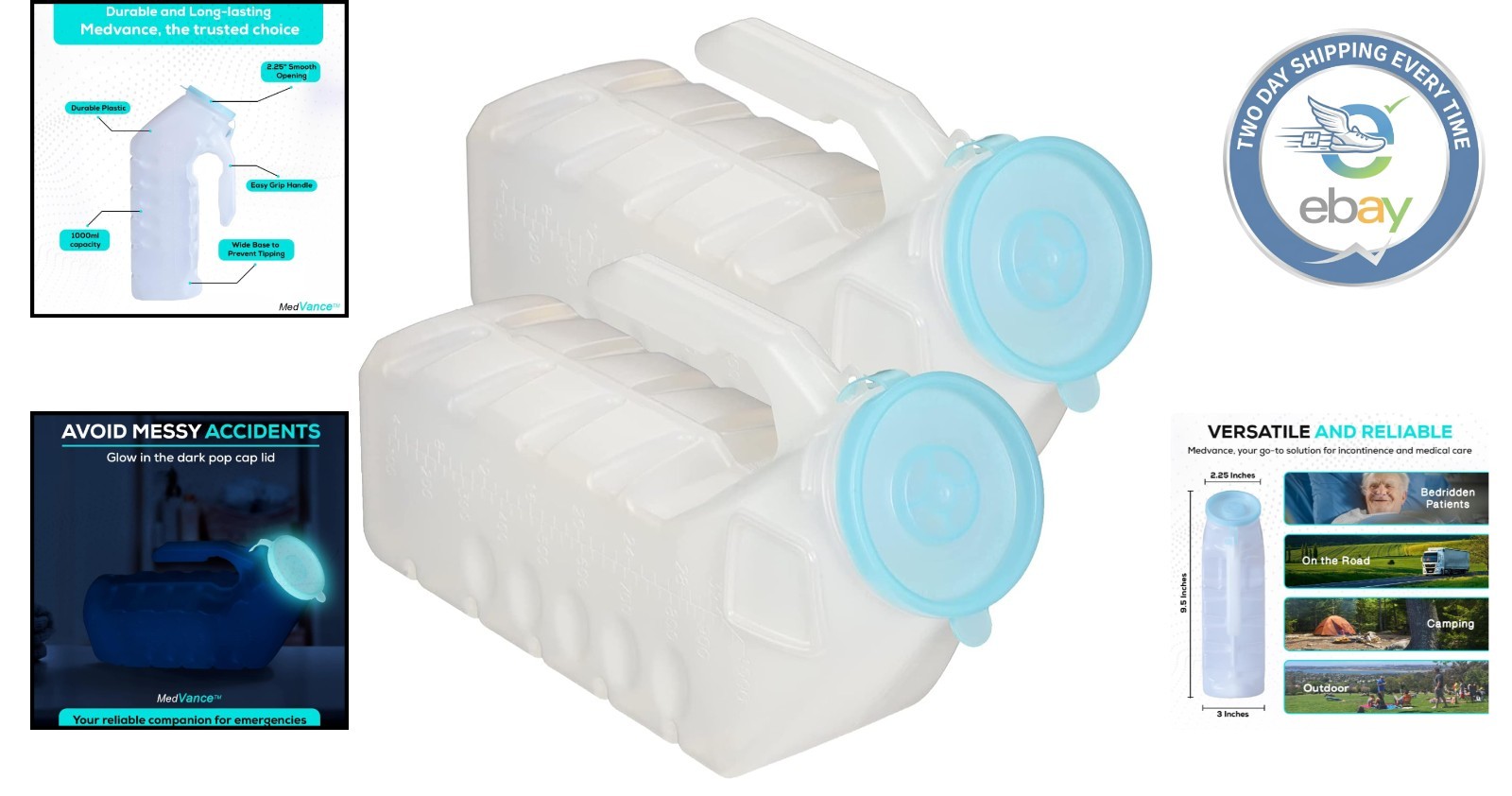Travel-Ready 1000ml Urinal Bottles for Men – Compact & Versatile 2-Pack