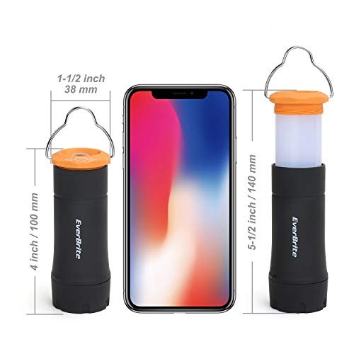 2-in-1 Mini Lanterns and Flashlights with 3 Modes, 2 Pack Portable Black