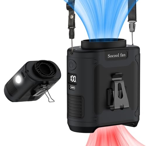 Socool 10000mAh Portable Waist Fan Clip on BLACK 10000.0 Milliamp Hours