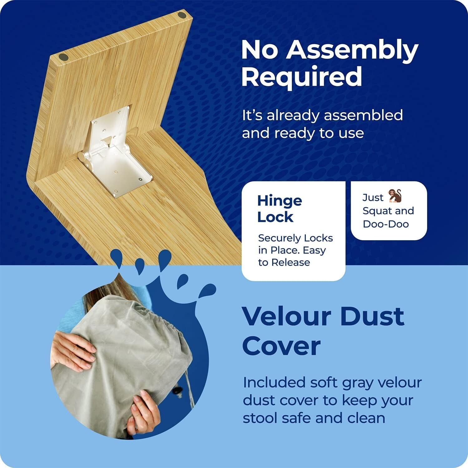 Taburete Plegable Para Inodoro Para Adultos, Bambú Resistente De 7 Pulgadas NEW.