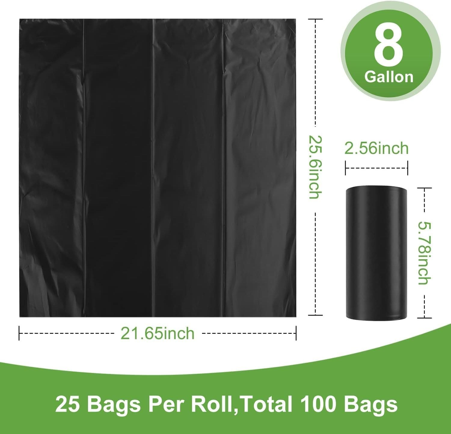 100 , Drawstring Biodegradable Camping Potty Bags 8 Gallon Waste Bags for 5-8…
