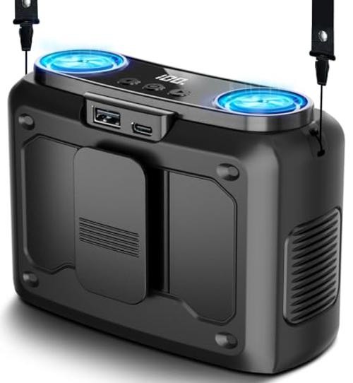 20000mAh Portable Fan,True High Speed Dual Motors with 200% Powerful Black
