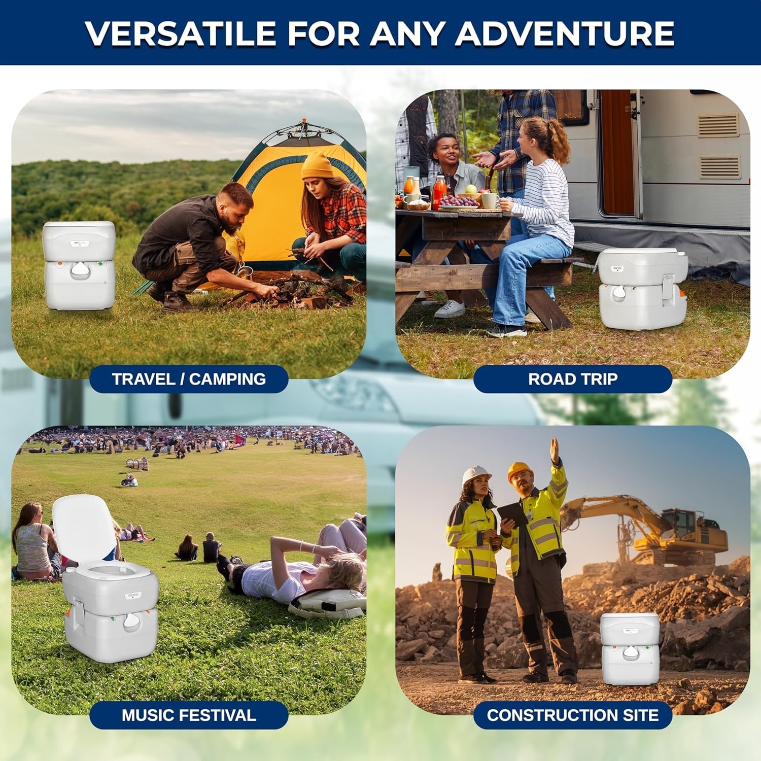 Comfortable 5.8 Gal Porta Potty with Carry Bag – Perfect for Camping & Hiking