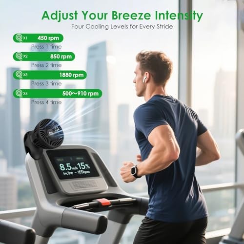 Clip on Fan, 8000mAh USB-C Rechargeable Small Desk Fan, 4-Speed 720° Rotation