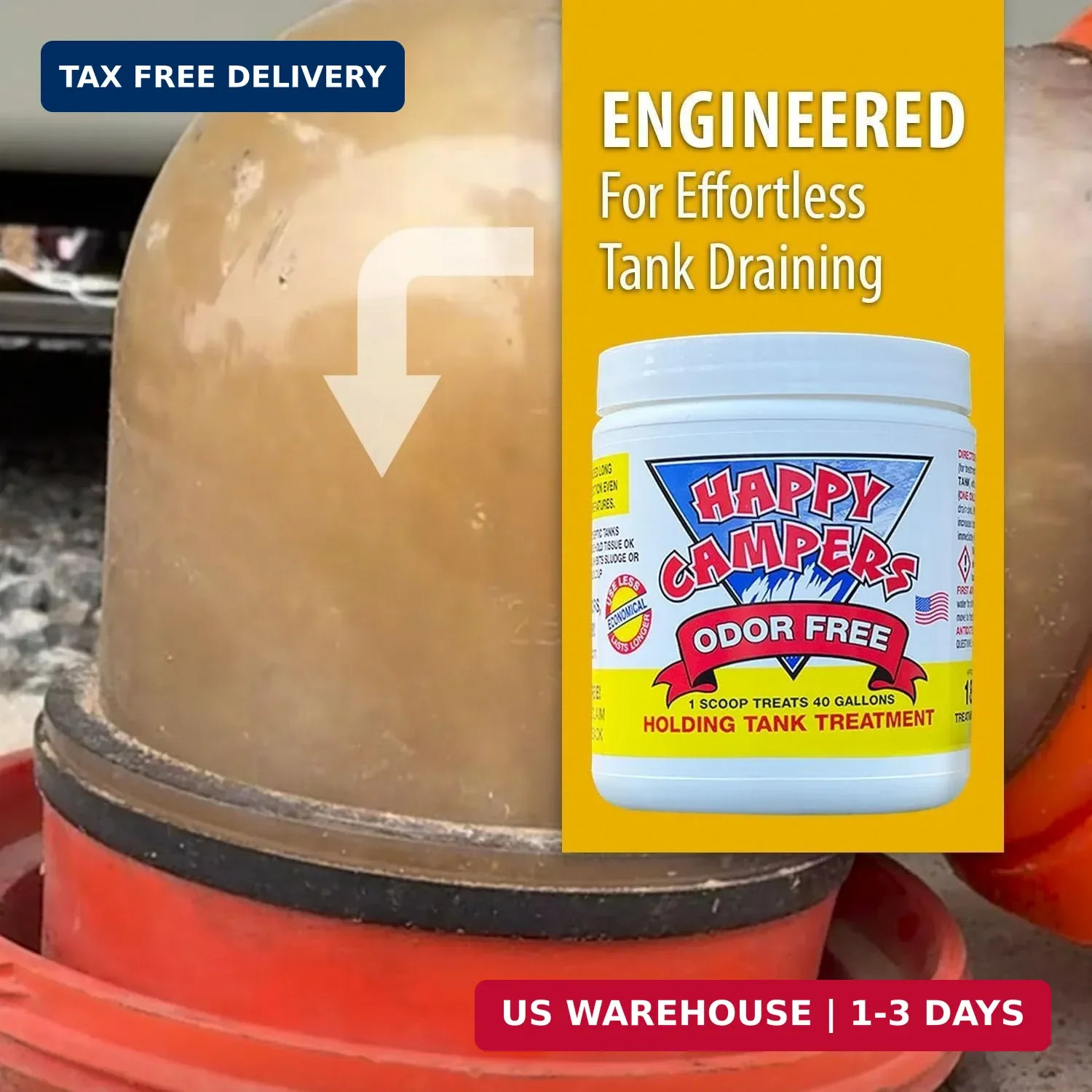 Happy Campers RV Toilet Treatment & Holding Tank Treatment – Controls Odors, Hel