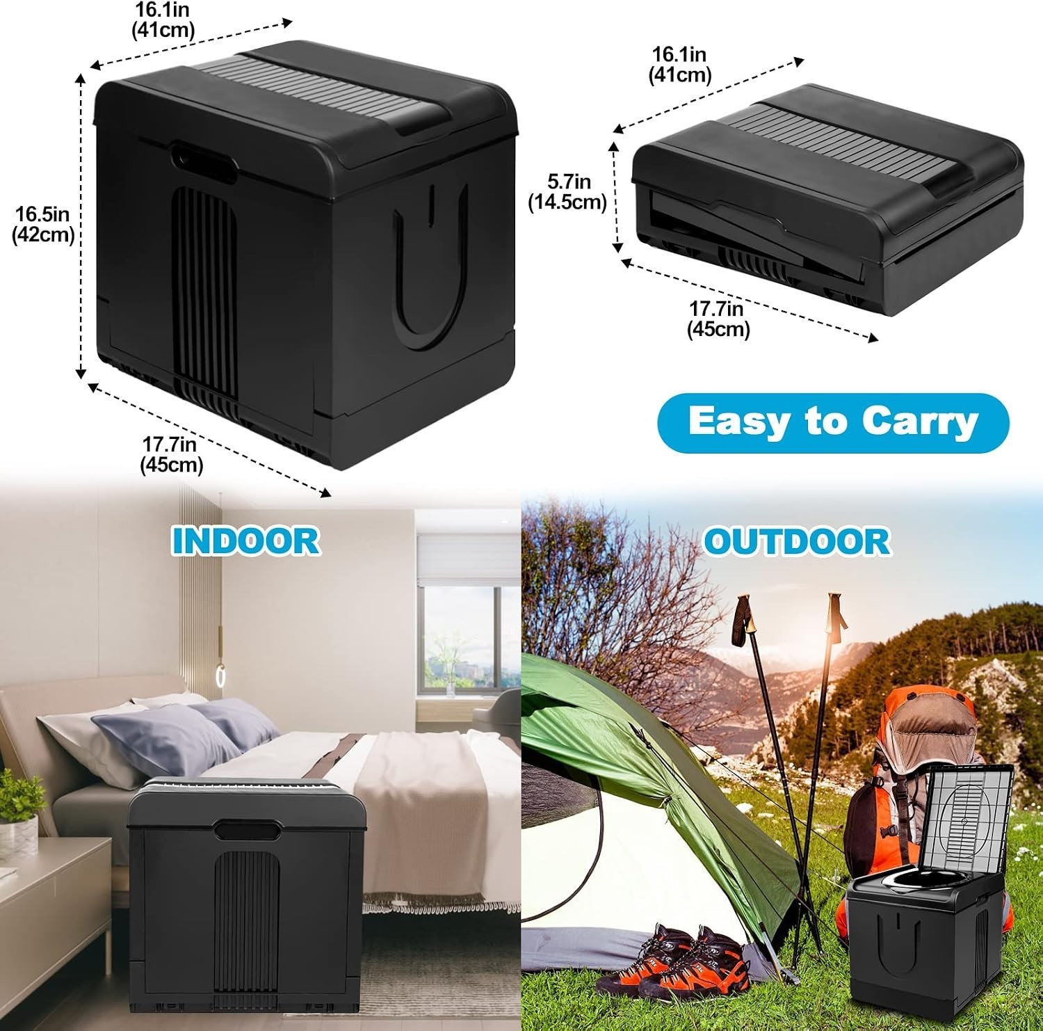 XXL Portable Toilet Camping Toilets for Car Indoor Outdoor Commode Foldable T.