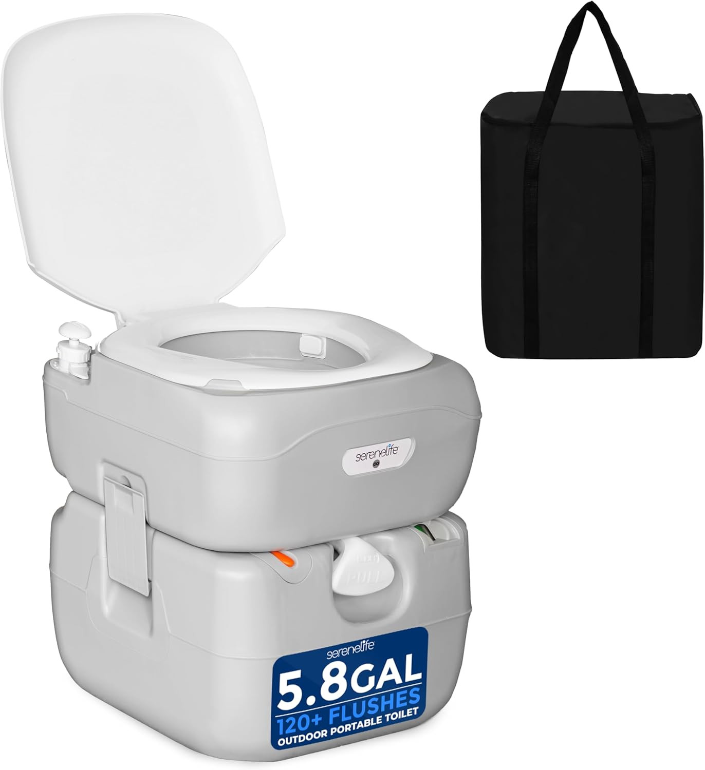 5.8 Gal Portable Camping Toilet with Carry Bag & Level Indicator | Self-Containe