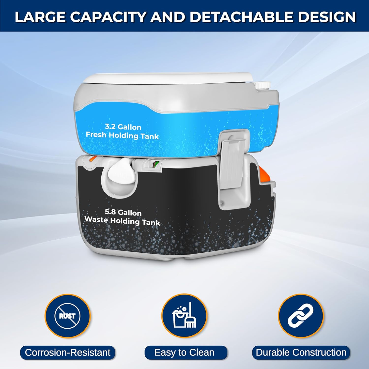 5.8 Gal Portable Camping Toilet with Carry Bag & Level Indicator | Self-Containe