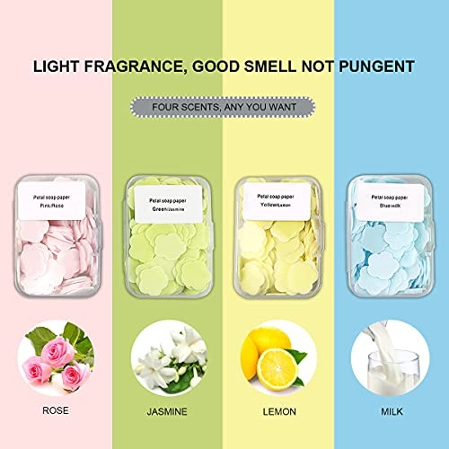 FERCAISH 400 Petal Soap Sheets, Portable and Dissolvable Soap Paper Sheets for