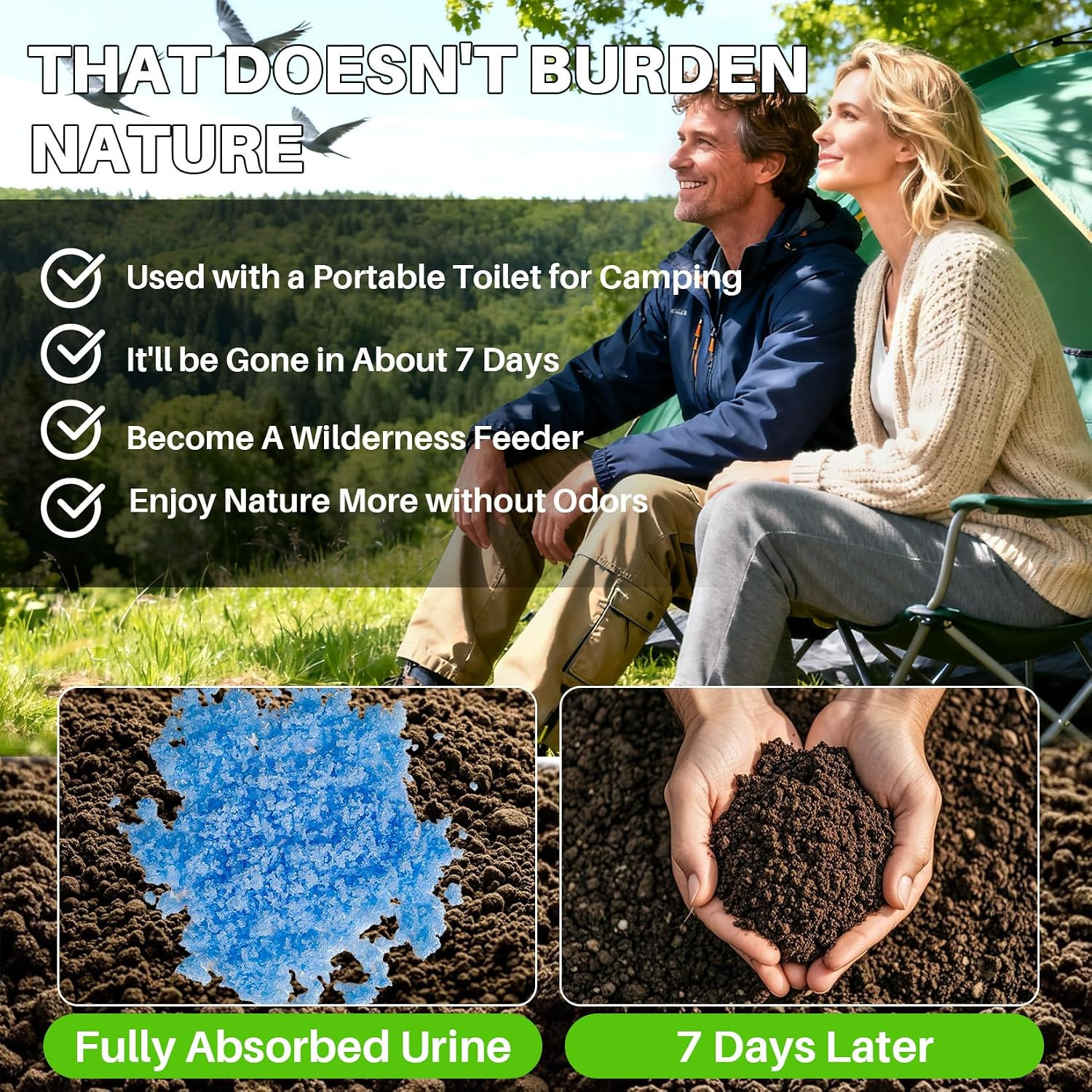 RAINFLOW Absorbent Gel Powder – 28PCS Urine Gel for Portable Toilet | Liquid Abs