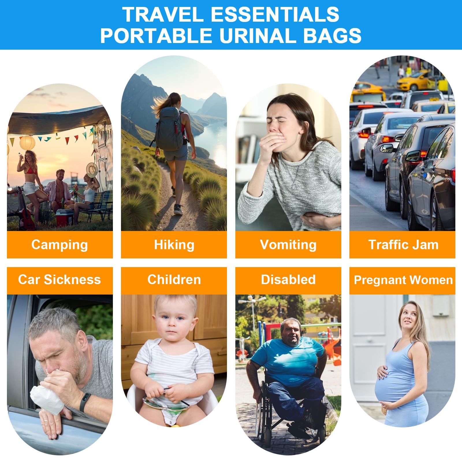 Disposable Urine Bags 12 Pcs, 900ML Pee Bags for Travel for Women and Men